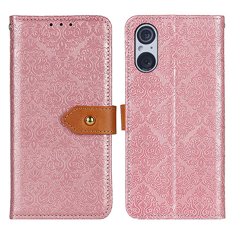 Funda de Cuero Cartera con Soporte Carcasa K05Z para Sony Xperia 5 V Rosa