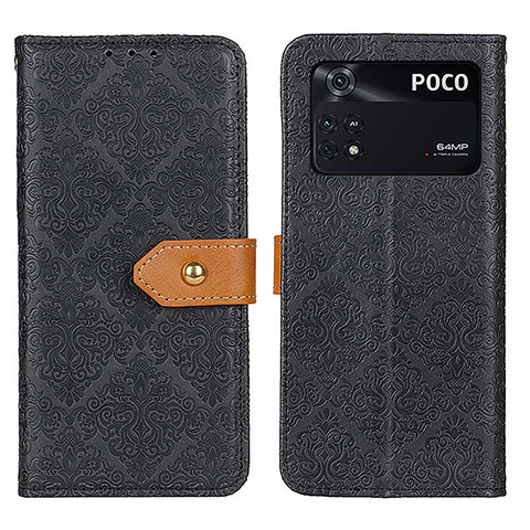 Funda de Cuero Cartera con Soporte Carcasa K05Z para Xiaomi Poco M4 Pro 4G Negro