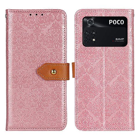 Funda de Cuero Cartera con Soporte Carcasa K05Z para Xiaomi Poco M4 Pro 4G Rosa