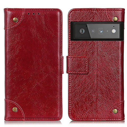 Funda de Cuero Cartera con Soporte Carcasa K06Z para Google Pixel 6 Pro 5G Rojo