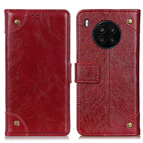 Funda de Cuero Cartera con Soporte Carcasa K06Z para Huawei Honor 50 Lite Rojo