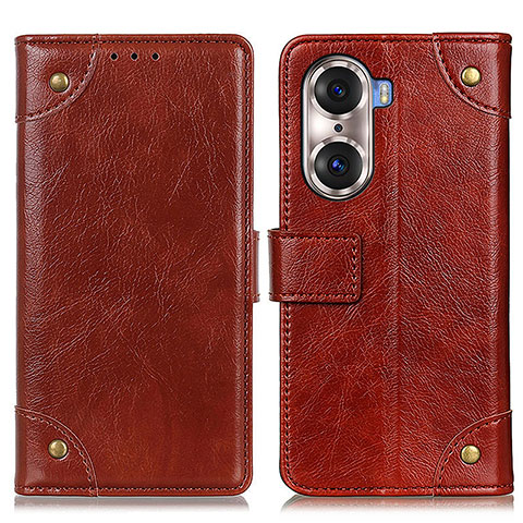 Funda de Cuero Cartera con Soporte Carcasa K06Z para Huawei Honor 60 5G Marron Claro