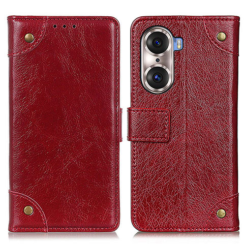 Funda de Cuero Cartera con Soporte Carcasa K06Z para Huawei Honor 60 Pro 5G Rojo