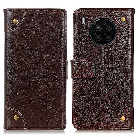 Funda de Cuero Cartera con Soporte Carcasa K06Z para Huawei Nova 8i Marron