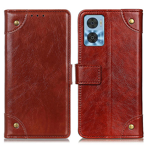 Funda de Cuero Cartera con Soporte Carcasa K06Z para Motorola Moto E22 Marron Claro