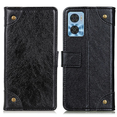 Funda de Cuero Cartera con Soporte Carcasa K06Z para Motorola Moto E22 Negro