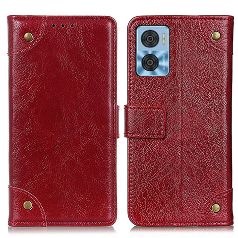 Funda de Cuero Cartera con Soporte Carcasa K06Z para Motorola Moto E22 Rojo