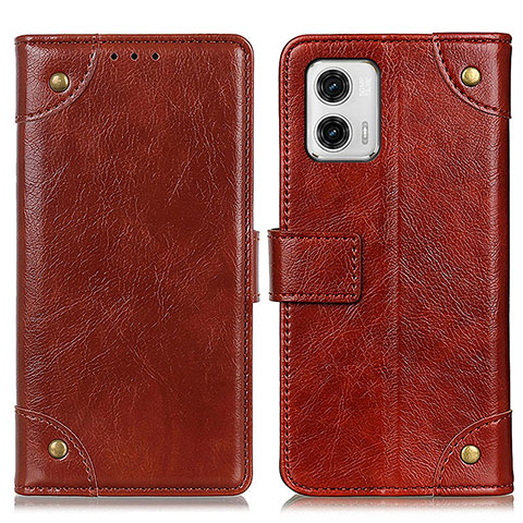 Funda de Cuero Cartera con Soporte Carcasa K06Z para Motorola Moto G73 5G Marron Claro