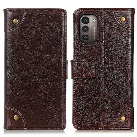 Funda de Cuero Cartera con Soporte Carcasa K06Z para Nokia G21 Marron