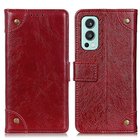 Funda de Cuero Cartera con Soporte Carcasa K06Z para OnePlus Nord 2 5G Rojo