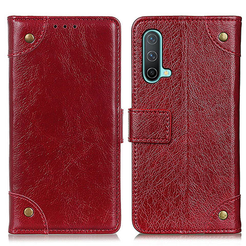 Funda de Cuero Cartera con Soporte Carcasa K06Z para OnePlus Nord CE 5G Rojo