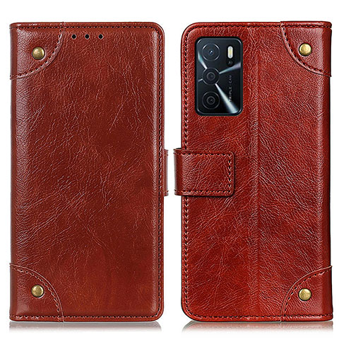 Funda de Cuero Cartera con Soporte Carcasa K06Z para Oppo A16 Marron Claro