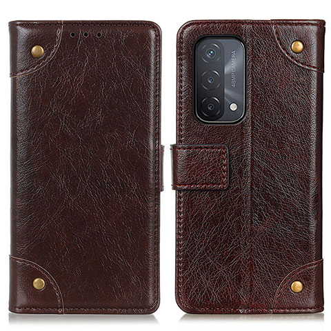 Funda de Cuero Cartera con Soporte Carcasa K06Z para Oppo A54 5G Marron