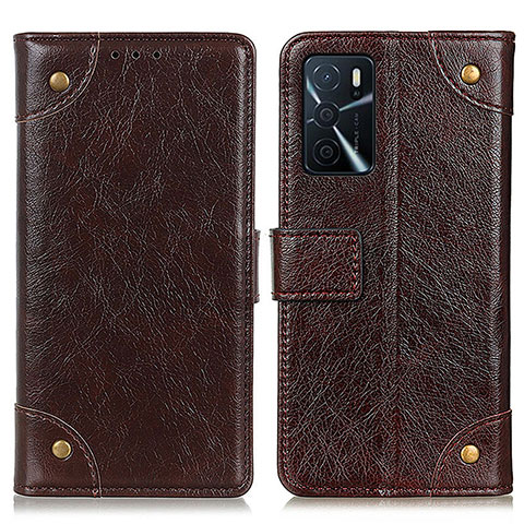 Funda de Cuero Cartera con Soporte Carcasa K06Z para Oppo A54s Marron