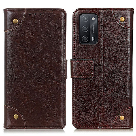 Funda de Cuero Cartera con Soporte Carcasa K06Z para Oppo A55 5G Marron