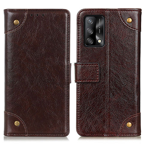 Funda de Cuero Cartera con Soporte Carcasa K06Z para Oppo F19s Marron