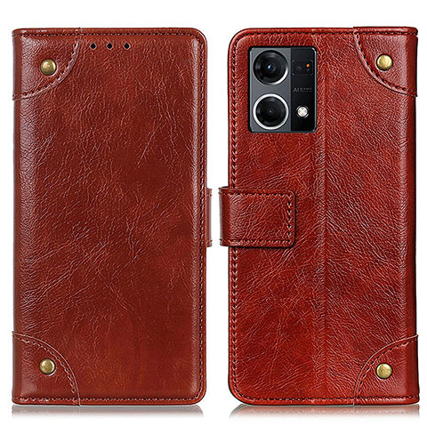 Funda de Cuero Cartera con Soporte Carcasa K06Z para Oppo F21 Pro 4G Marron Claro