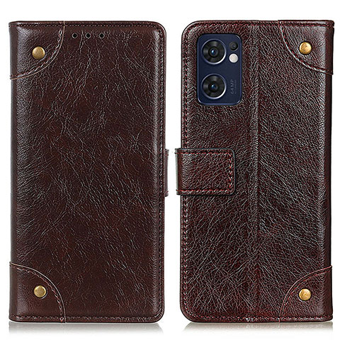 Funda de Cuero Cartera con Soporte Carcasa K06Z para Oppo Find X5 Lite 5G Marron