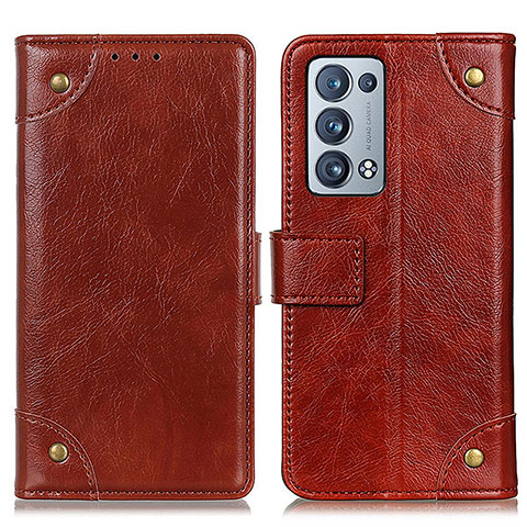 Funda de Cuero Cartera con Soporte Carcasa K06Z para Oppo Reno6 Pro 5G Marron Claro