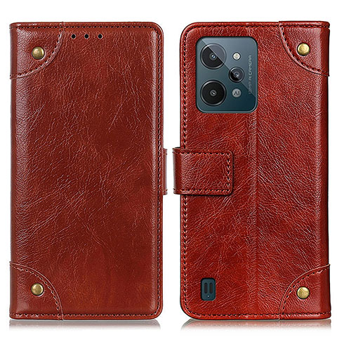 Funda de Cuero Cartera con Soporte Carcasa K06Z para Realme C31 Marron Claro