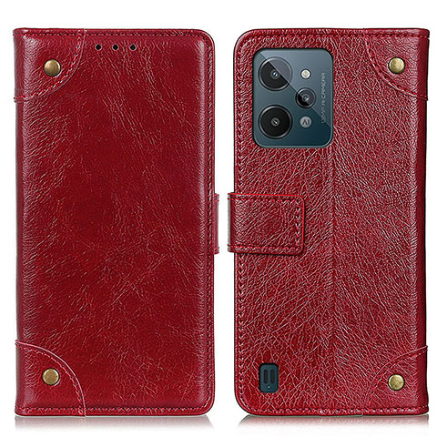 Funda de Cuero Cartera con Soporte Carcasa K06Z para Realme C31 Rojo