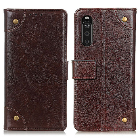 Funda de Cuero Cartera con Soporte Carcasa K06Z para Sony Xperia 10 III Lite Marron