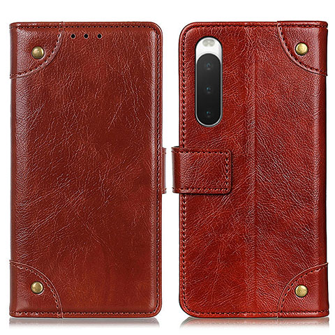 Funda de Cuero Cartera con Soporte Carcasa K06Z para Sony Xperia 10 IV Marron Claro