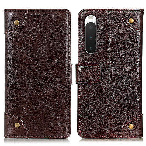 Funda de Cuero Cartera con Soporte Carcasa K06Z para Sony Xperia 10 IV SO-52C Marron