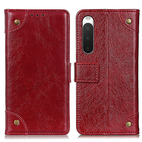 Funda de Cuero Cartera con Soporte Carcasa K06Z para Sony Xperia 10 IV SOG07 Rojo