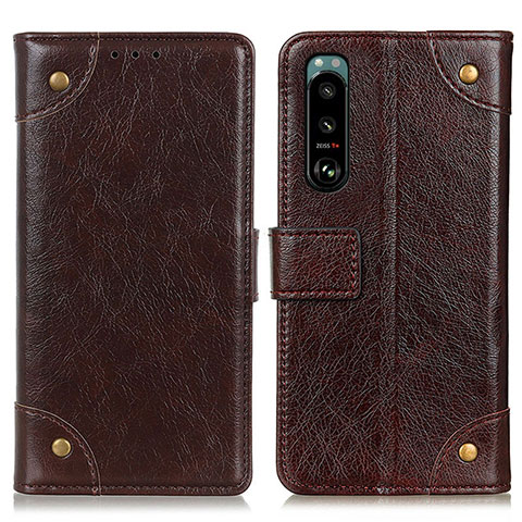 Funda de Cuero Cartera con Soporte Carcasa K06Z para Sony Xperia 5 III SO-53B Marron