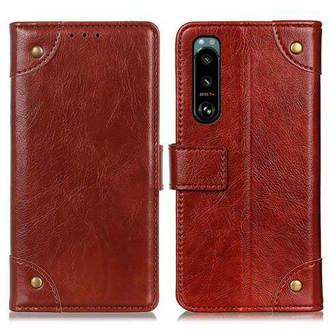 Funda de Cuero Cartera con Soporte Carcasa K06Z para Sony Xperia 5 III SO-53B Marron Claro