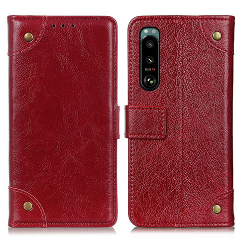 Funda de Cuero Cartera con Soporte Carcasa K06Z para Sony Xperia 5 III SO-53B Rojo