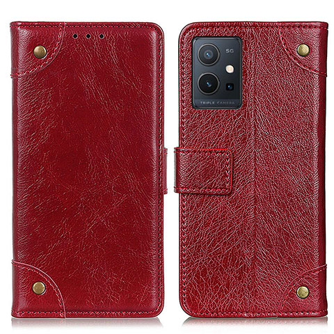 Funda de Cuero Cartera con Soporte Carcasa K06Z para Vivo T1 5G India Rojo