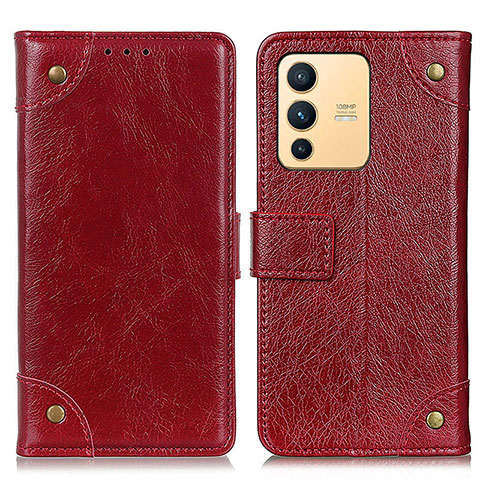 Funda de Cuero Cartera con Soporte Carcasa K06Z para Vivo V23 5G Rojo