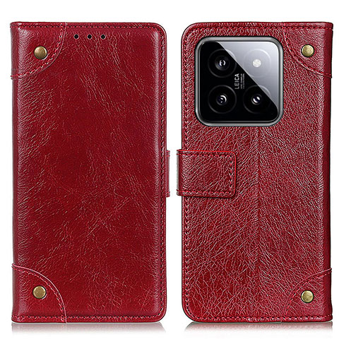 Funda de Cuero Cartera con Soporte Carcasa K06Z para Xiaomi Mi 14 5G Rojo