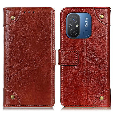 Funda de Cuero Cartera con Soporte Carcasa K06Z para Xiaomi Poco C55 Marron Claro