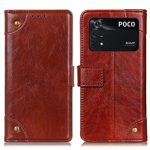 Funda de Cuero Cartera con Soporte Carcasa K06Z para Xiaomi Poco M4 Pro 4G Marron Claro