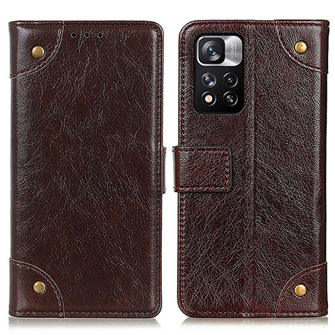 Funda de Cuero Cartera con Soporte Carcasa K06Z para Xiaomi Poco X4 NFC Marron