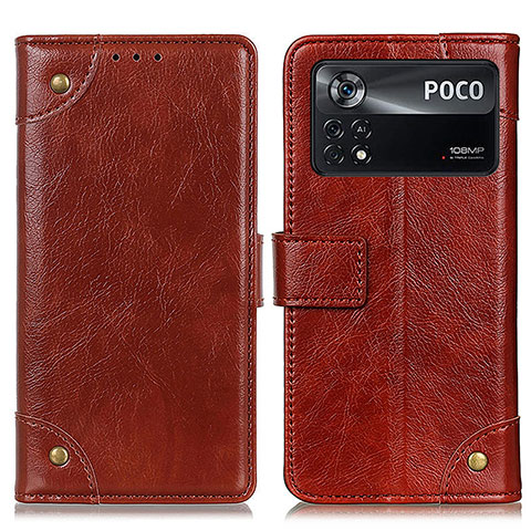 Funda de Cuero Cartera con Soporte Carcasa K06Z para Xiaomi Poco X4 Pro 5G Marron Claro