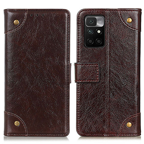 Funda de Cuero Cartera con Soporte Carcasa K06Z para Xiaomi Redmi 10 4G Marron