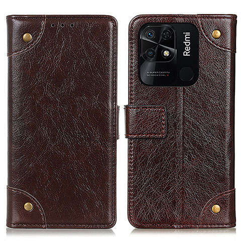 Funda de Cuero Cartera con Soporte Carcasa K06Z para Xiaomi Redmi 10 Power Marron