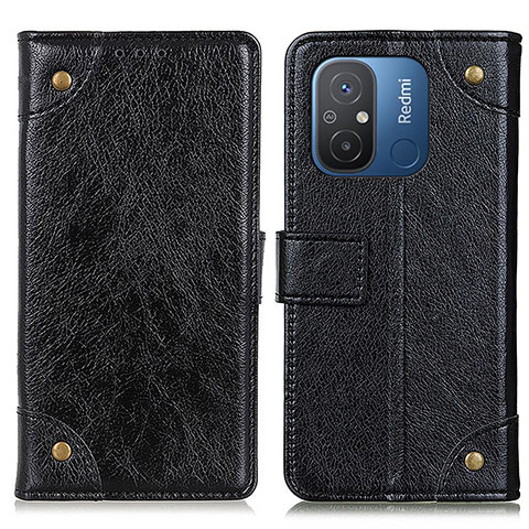 Funda de Cuero Cartera con Soporte Carcasa K06Z para Xiaomi Redmi 12C 4G Negro