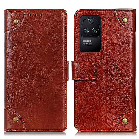 Funda de Cuero Cartera con Soporte Carcasa K06Z para Xiaomi Redmi K40S 5G Marron Claro