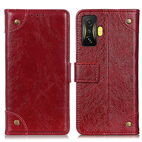 Funda de Cuero Cartera con Soporte Carcasa K06Z para Xiaomi Redmi K50 Gaming 5G Rojo