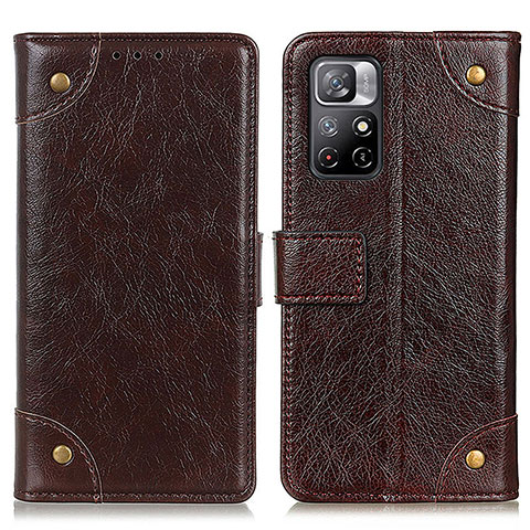 Funda de Cuero Cartera con Soporte Carcasa K06Z para Xiaomi Redmi Note 11 5G Marron