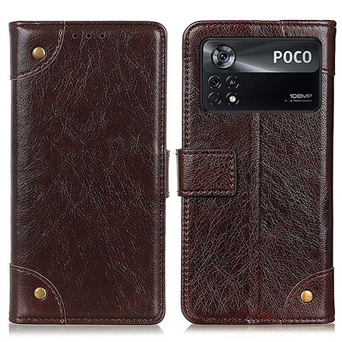 Funda de Cuero Cartera con Soporte Carcasa K06Z para Xiaomi Redmi Note 11E Pro 5G Marron