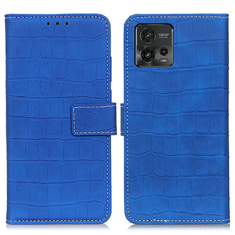 Funda de Cuero Cartera con Soporte Carcasa K07Z para Motorola Moto G72 Azul