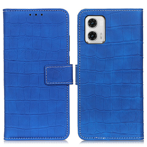 Funda de Cuero Cartera con Soporte Carcasa K07Z para Motorola Moto G73 5G Azul