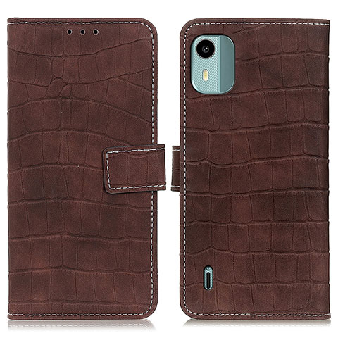 Funda de Cuero Cartera con Soporte Carcasa K07Z para Nokia C12 Plus Marron