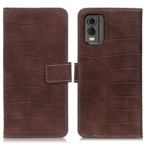 Funda de Cuero Cartera con Soporte Carcasa K07Z para Nokia C210 Marron